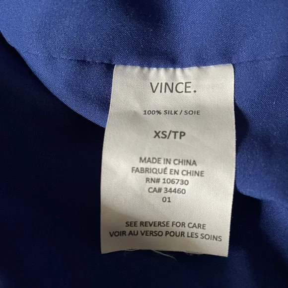 Vince 100% Silk Royal Blue Short Sleeve Shirt dress Size XS - Picture 7 of 8